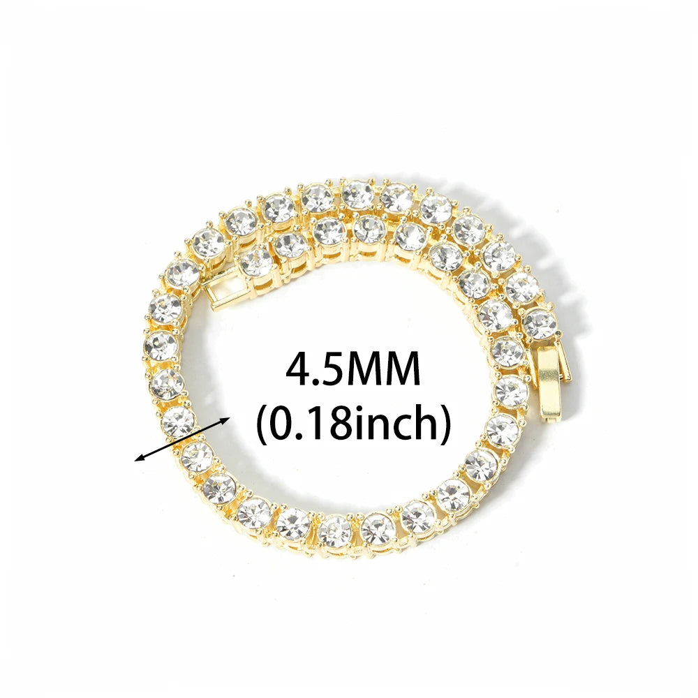 Classical 4MM Tennis Chain Iced Out Bracelet or Necklace Men Fashion Hip Hop Jewelry Women 8/16/18/20/24inch Choker
