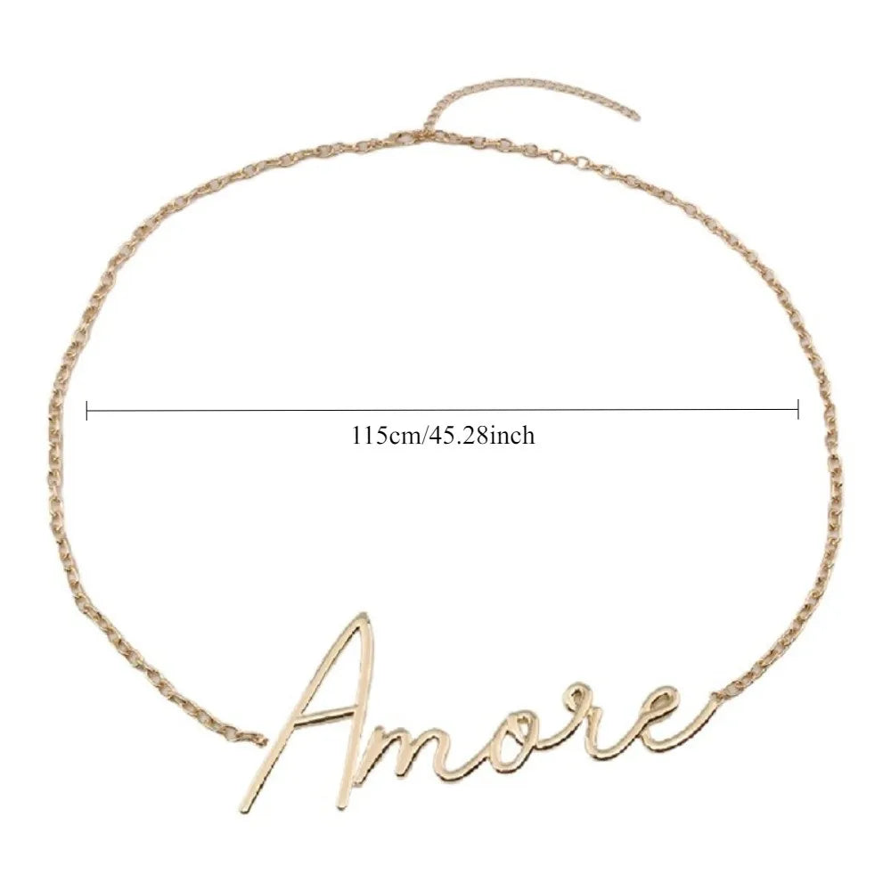 Women's Belt, Fashion Versatile Simple Women's Waist Chain, Gold Retro Women's Belt
