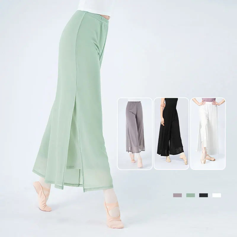 Sport Pants Fitness Yoga Pants Wide Leg Pants Double Layers Mesh Running Dance Pants Adult Long Pants