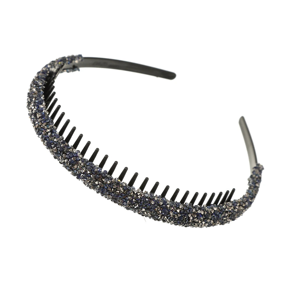 Luxury Non-slip Rhinestone Hair Hoops Bands Women Tooth Elastic Headbands For Women Shiny Hair Hoops Bezel Accessories