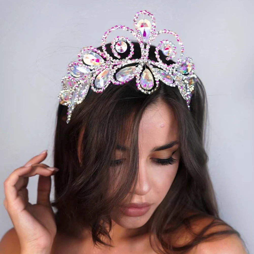 Belly Dance Crystal Headpiece Ballroom Hair Jewelry Colorful Rhinestone Forehead Headband