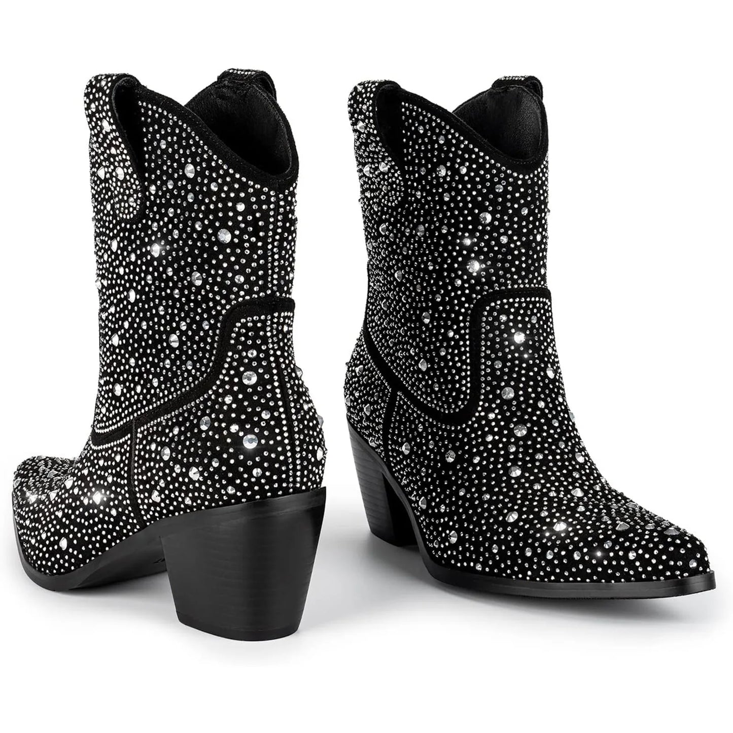 Rhinestone Cowboy Boots for Women - Sparkly Cowgirl Boots Wide Calf Glitter Bling Women's Western Boots