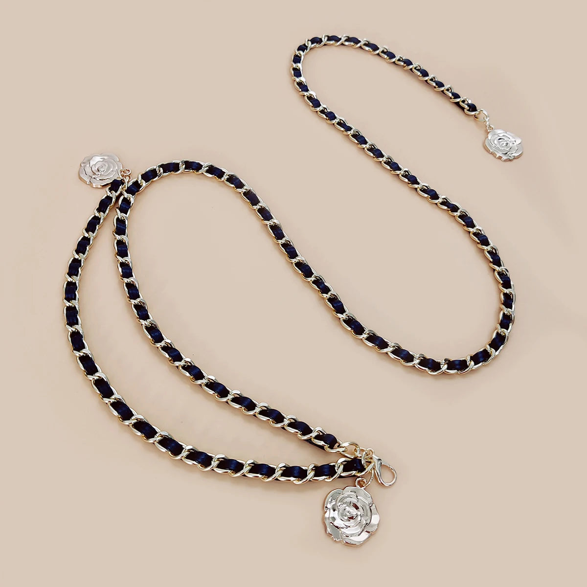 Fashion Gold Chain Belt Female Waist Flower charm For Women High Quality Luxury Tassel Dress Waistband Adjustable Metal Corset