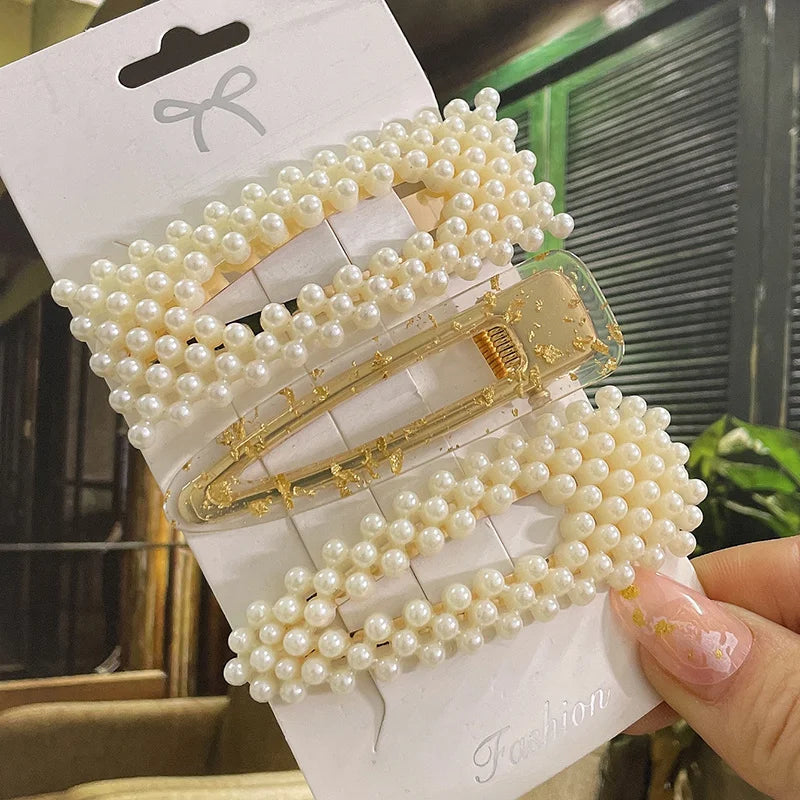 Simulated Pearl Hair Clips For Women Hairpins Geometric Hair Barrettes Fashion Hairgrip Hair Accessories