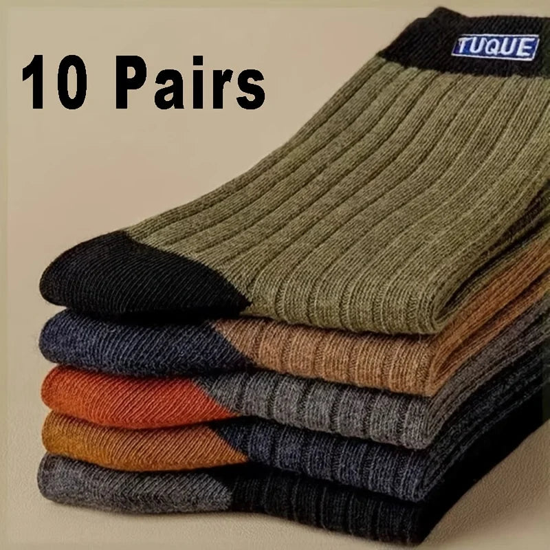 10 Pairs of Men's Four-season Pure Color Breathable Sweat-absorbing Mid-calf Sports Socks Business Matchable Trendy Socks