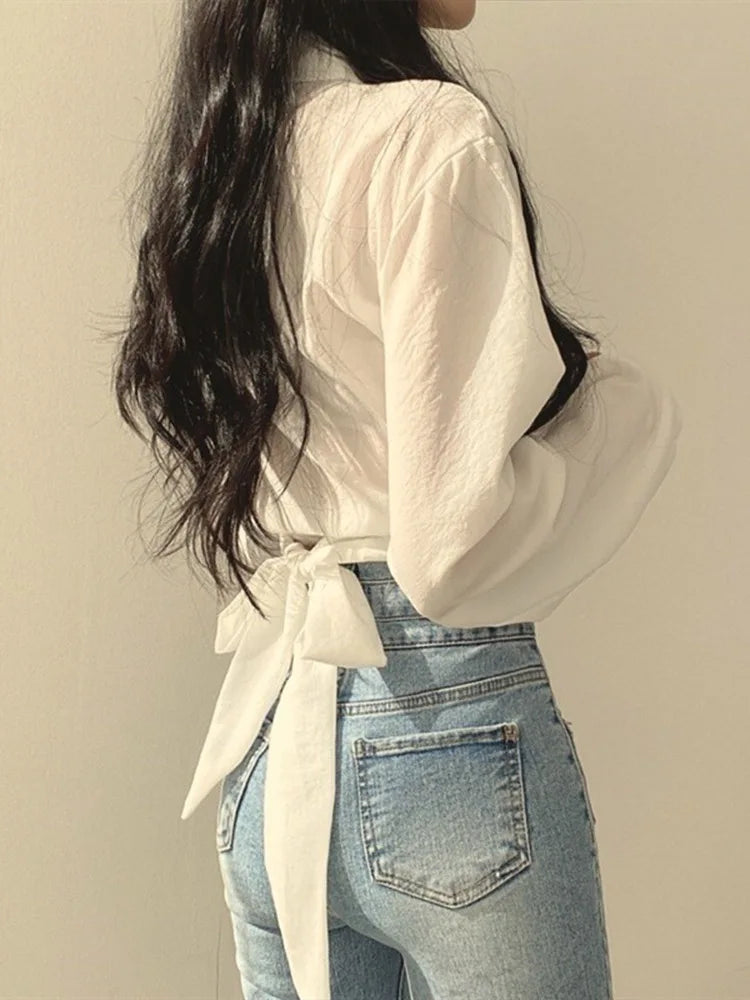 Vintage Streetwear Crop Top  Long Sleeve Shirt