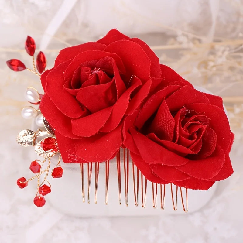 Gold Color Crystal Pearl Hair Comb Headband For Women Bride Party Bridal Wedding Hair Accessories Jewelry Comb Headband