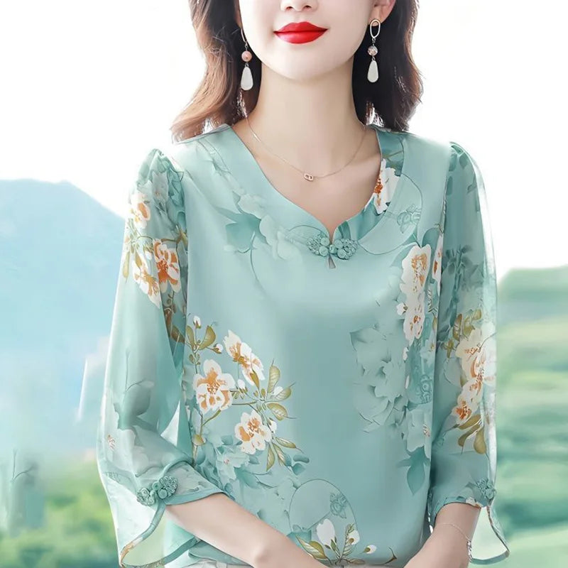 Summer Loose O-neck Half Sleeve Blouse