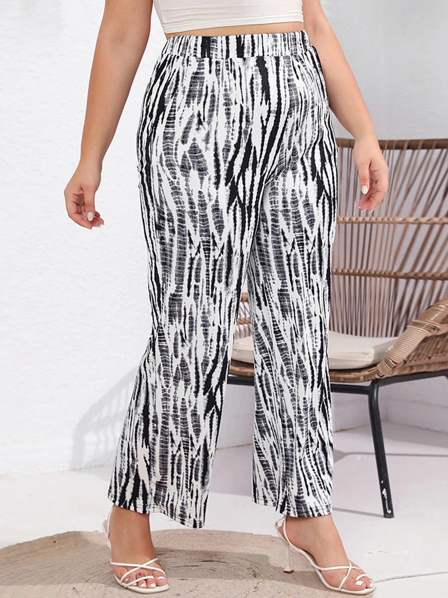 Women s Casual Loose Fit Zebra Print Wide Leg Palazzo Pants with Elastic Waistband for Spring and Summer Fashion