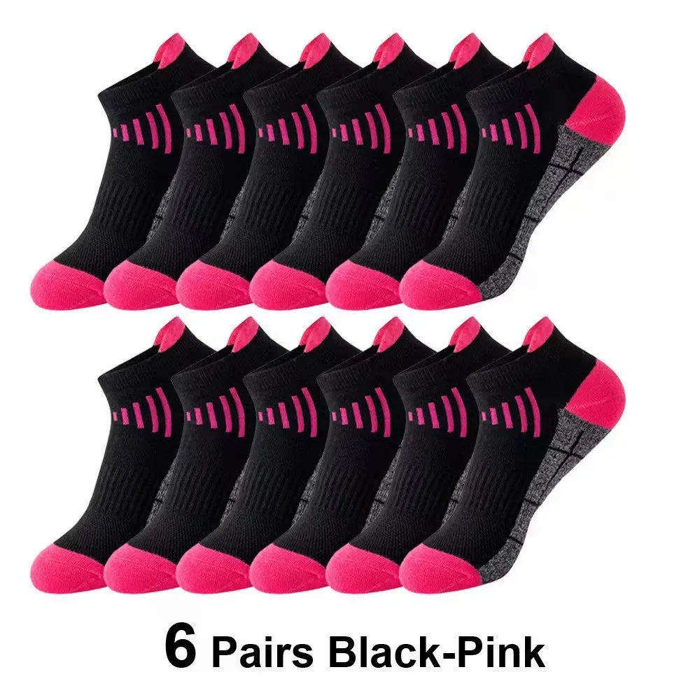 6 Pairs Neutral Knitted Odor Proof Sports Socks Fashionable Stripes Sweat Absorbing Breathable Couple Running Casual Socks