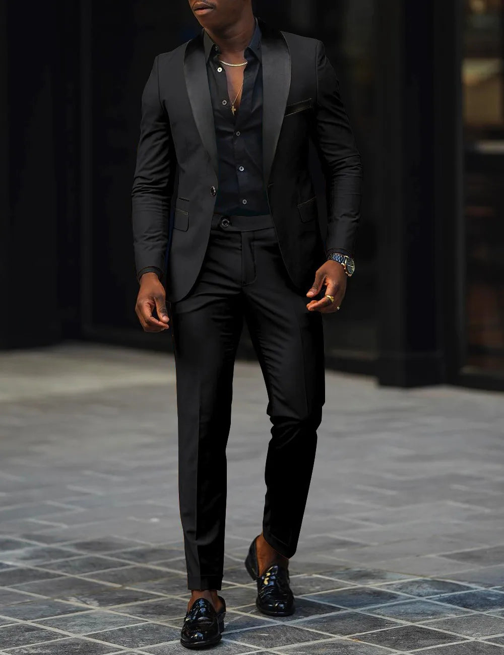 Men's Fashion Business Casual Two-piece, Comfortable and Breathable Slim-fit Side Slit Single-button Suit Jacket+trousers