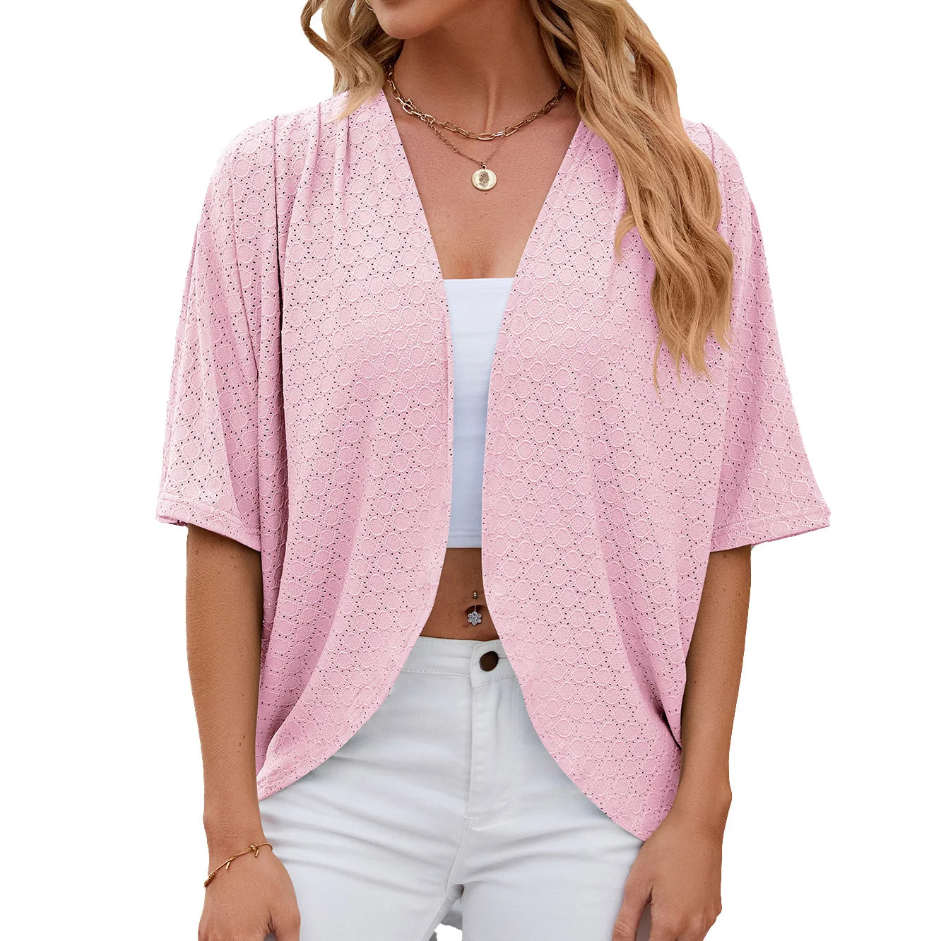 Elegant Women's Mid Sleeve Casual Loose Cardigan Fashion Ladies Outwear Women's Sunscreen Shirts Boho Tops