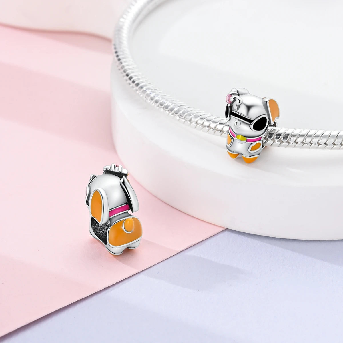 925 Sterling Silver Cute Pet Cat Dog Animal Beads Bracelet Charms