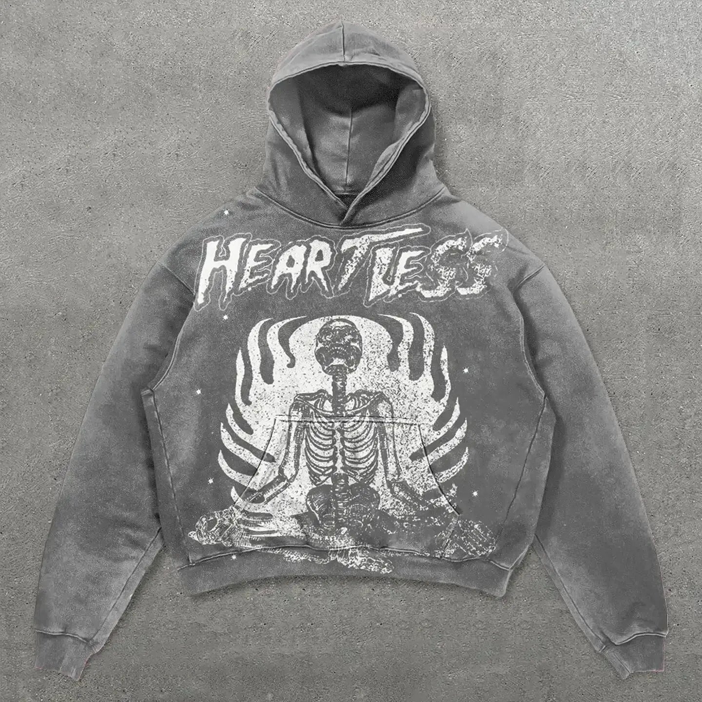 Skull Hoodies Fashion Print Top Oversized Pull-over Hoodie  American Streetwear Goth Women