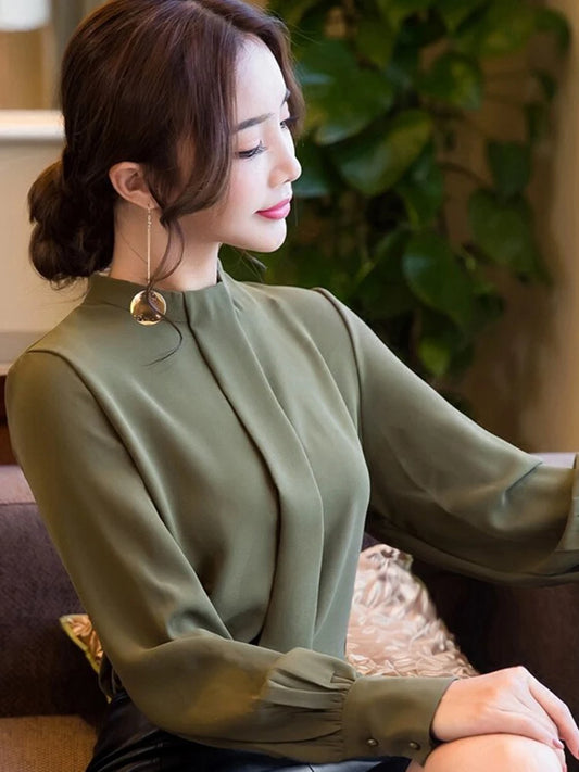Long Sleeve Casual Chiffon Blouse  Office