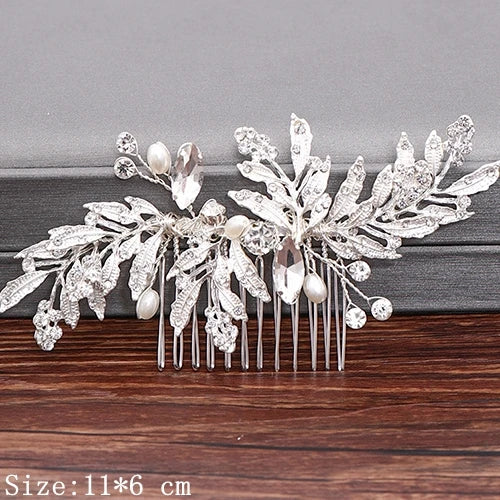 Hair Combs  Hair Accessories For Women Hair Jewelry Silver Color Pearl Rhinestone Head Jewelry Women Accessories