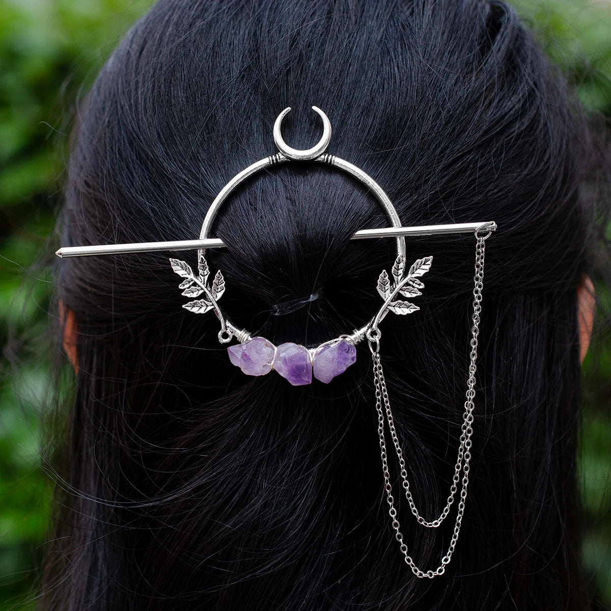 Woodland Goddess Crescent Moon Dragonfly Hair stick Fairy Moon Dragonfly Insect Hair Barrette Hairclip For women