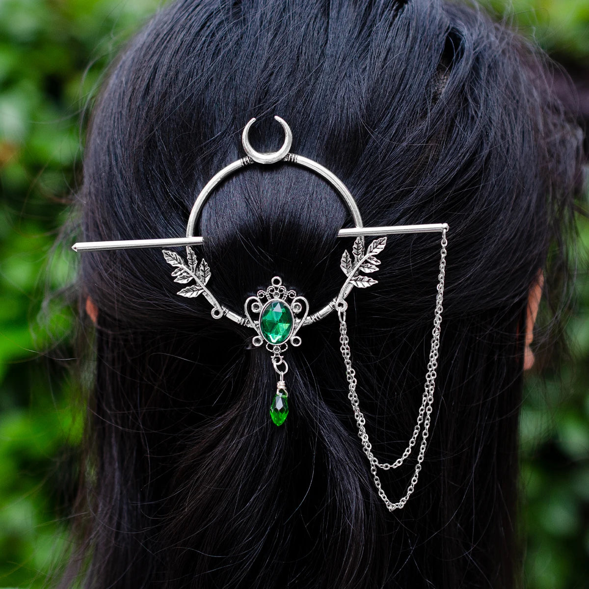 Woodland Goddess Crescent Moon Dragonfly Hair stick Fairy Moon Dragonfly Insect Hair Barrette Hairclip For women