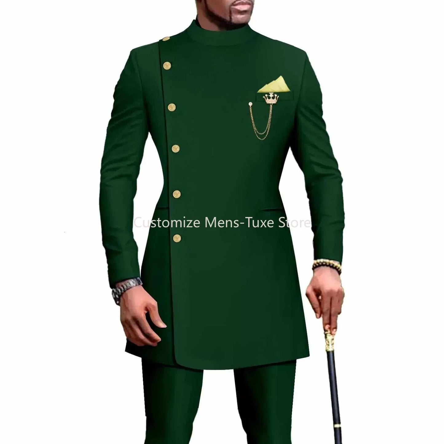 Men's Suits Blazers African Style Clothes for Men Suit 2 Piece Jacket Pants Traditional Wedding Slim Fit Solid Color Festival Party