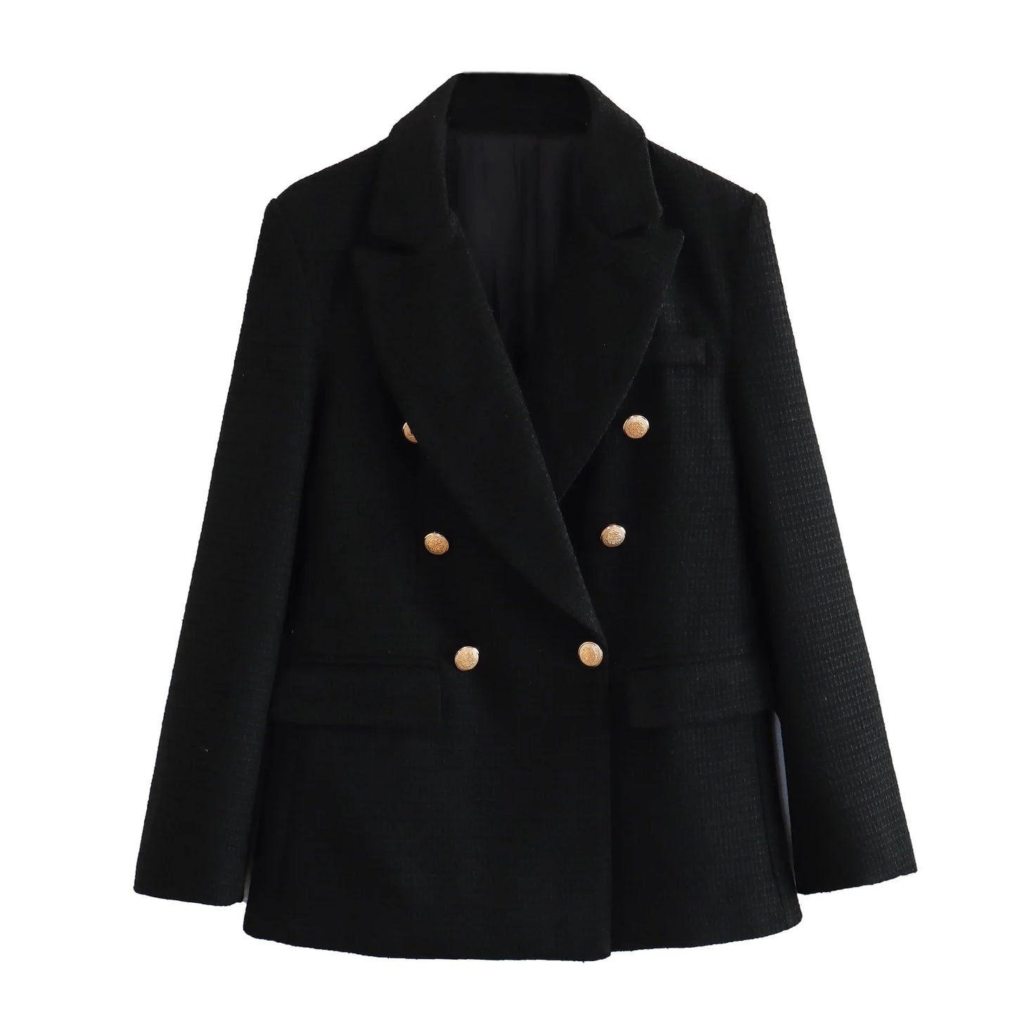 Autumn Women's Clothing Style Fashionable Versatile Texture Double breasted Mid length Suit Coat