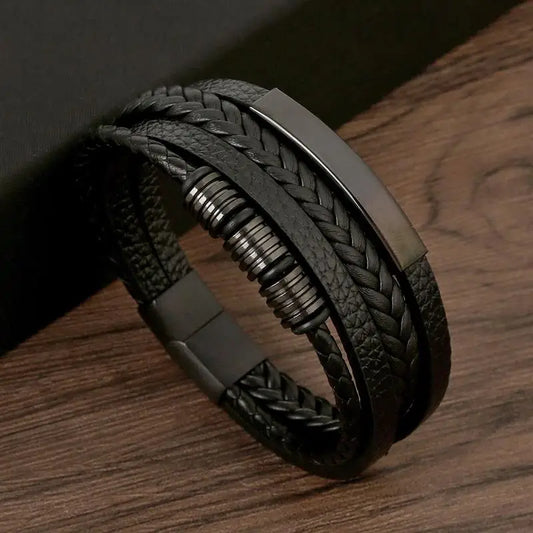 Classic Men's Leather Bracelet  Style Hand-woven Multi-layer Combination Accessory Fashion Man Jewelry