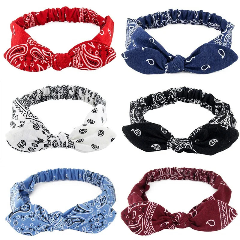Boho Women Soft Solid Print Headbands Vintage Cross Knot Elastic Hairbands Turban Bandanas Hair Bands Hair Accessories