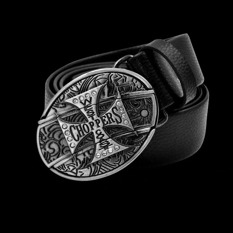 Adult Carved Invisible Knife Buckle Waist Belt Adjustable Personality Genuine Waist Belt