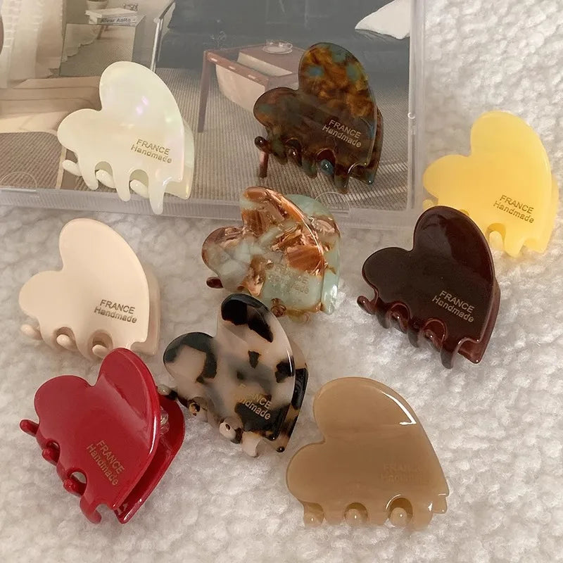 3.5cm Small Hair Claw Acetate Hair Crabs Cute Heart Shaped Hairclips Women Hair Accessories Hairpins Clips