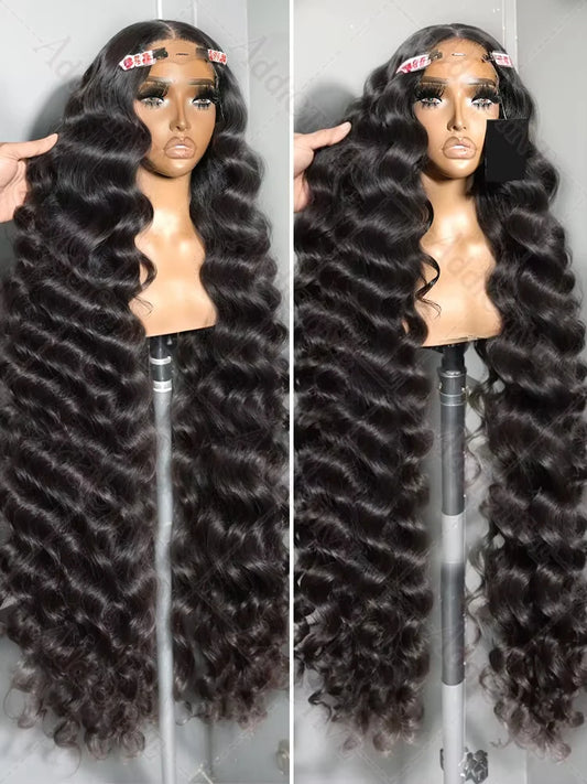 HD 13X6 Curly 220% Loose Nature Wave Lace Front Human Hair Wigs Transparent 30 34 Inch 13x4 Deep Water Wave Lace Frontal Wig