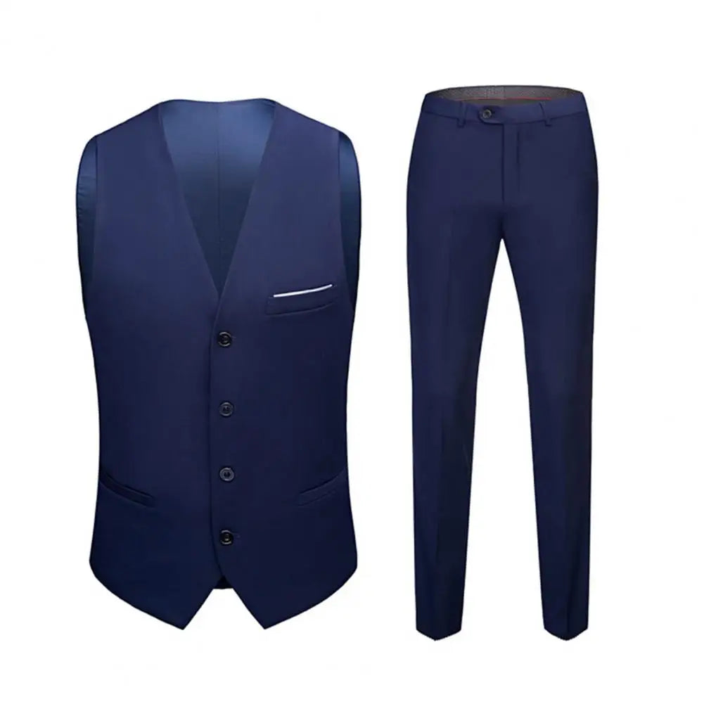 3 Piece Suit Formal Vest Pants Set Turndown Collar Single Breasted Slim Formal Suit Wedding Banquet Prom Men Suit