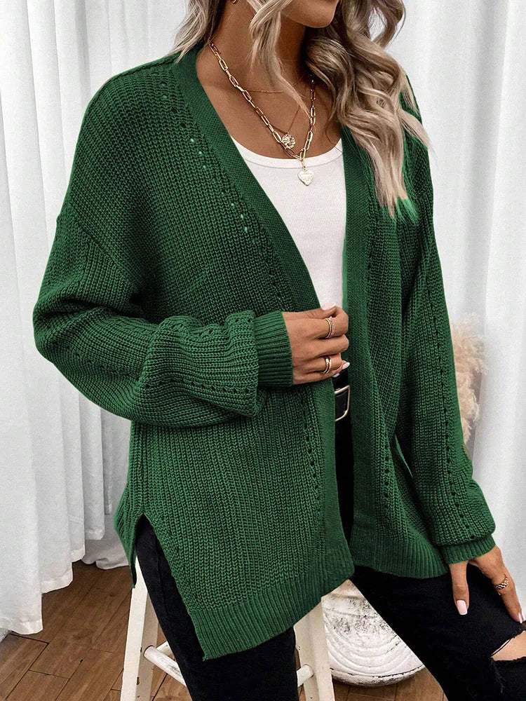 Medium to long cardigan sweaters women's outerwear tops fashionable and elegant holiday wear solid color knitwear