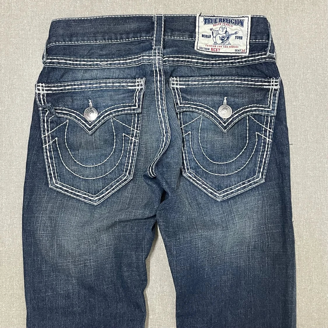 Classic Vintage Jeans Straight Low Waist Pants Embroidery Figure Fashion Blue Jeans High Street