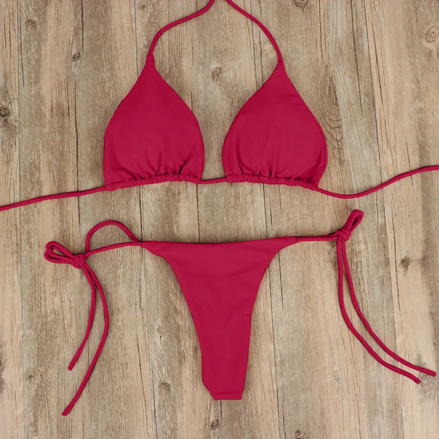 Sexy Women Bikini Side Tie Swimsuit T--back Low Rise Thong Bandage Style Brazilian Swimwear Soft
