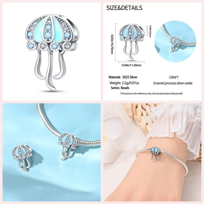 Luminous Ocean Series 925 Silver Turtle Charm Suitable for Pandora Bracelet