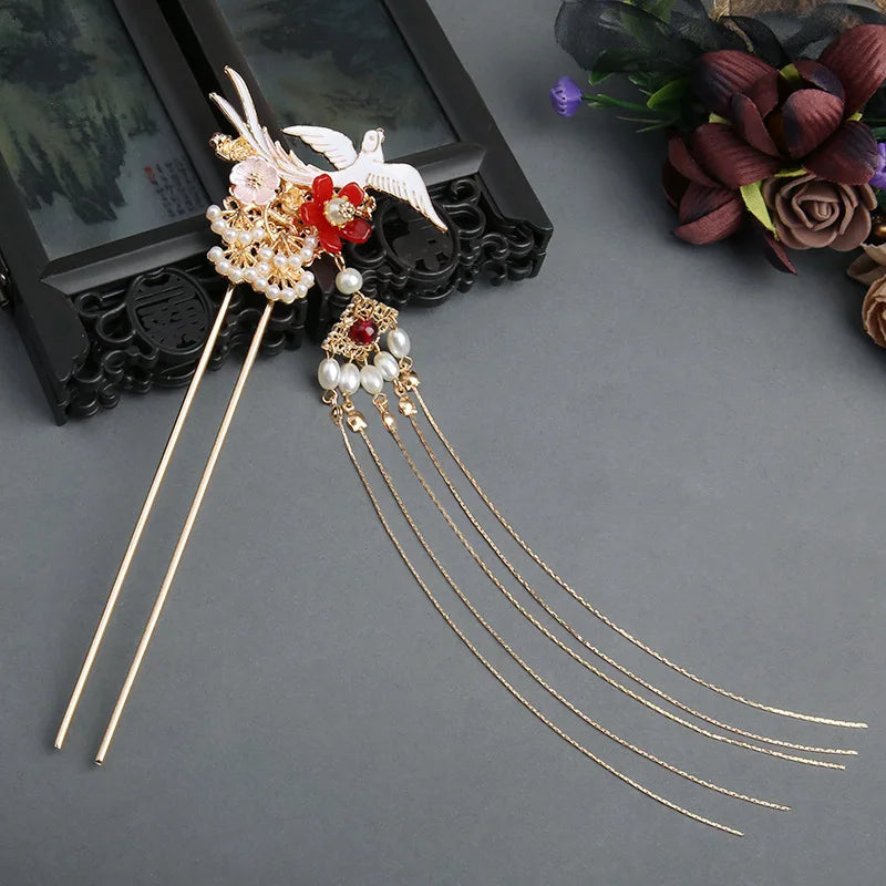 Pearl Rhinestone Flower Hairpins Hair Accessories Pearl Hairpins Flower Hair Pins Hair Ornaments Hair Stick