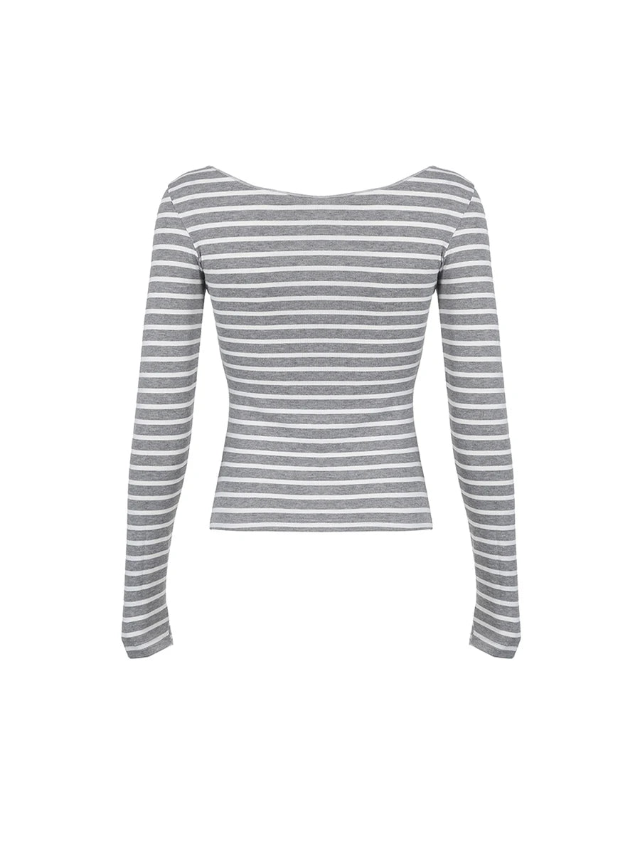 Women s Striped Off Shoulder Blouse with Long Sleeves - Stylish and Comfortable Casual Top