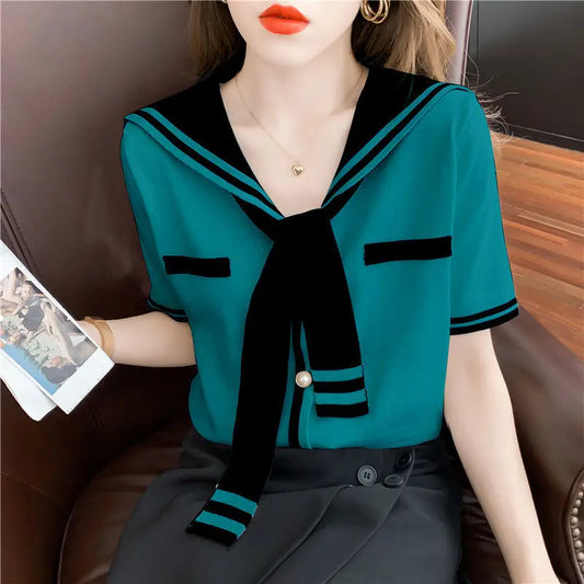 V-Neck Spliced Lace Up