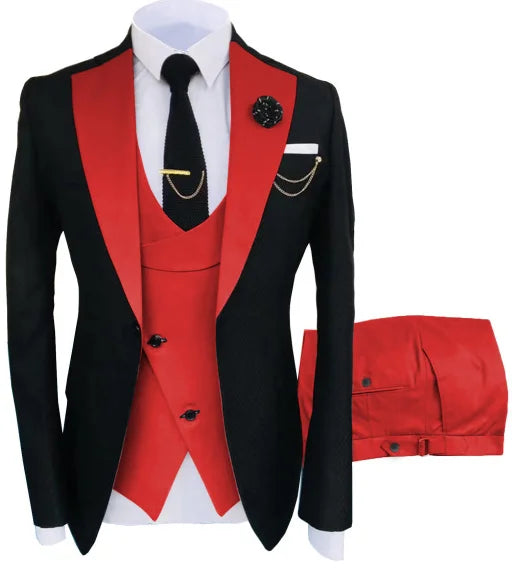Popular Clothing Luxury Party Stage Men's Suit Groomsmen Regular Fit Tuxedo 3 Piece Set Jacket+Trousers+Vest