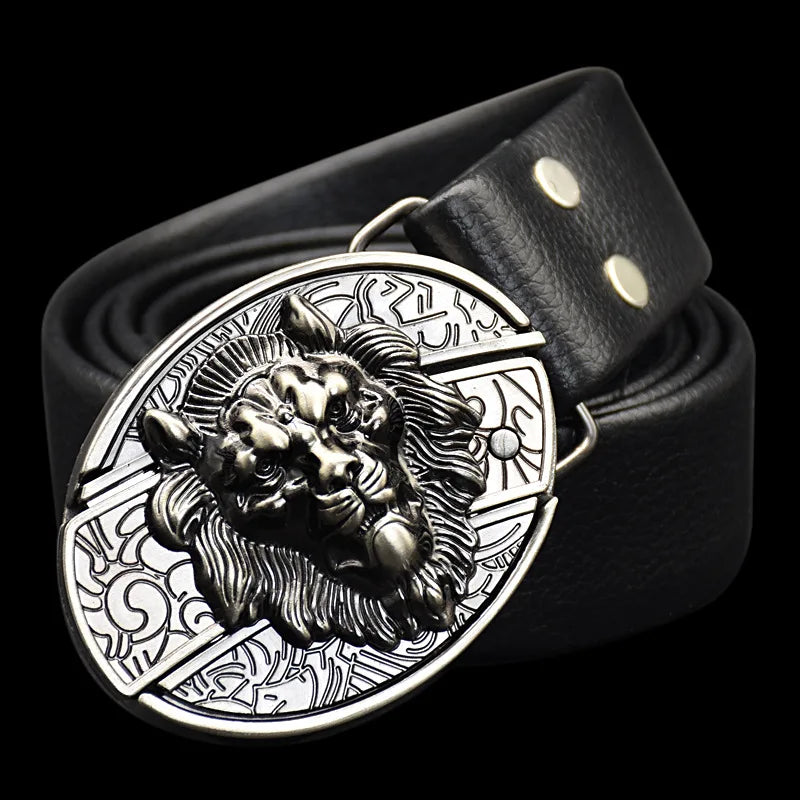 Adult Carved Invisible Knife Buckle Waist Belt Adjustable Personality Genuine Waist Belt
