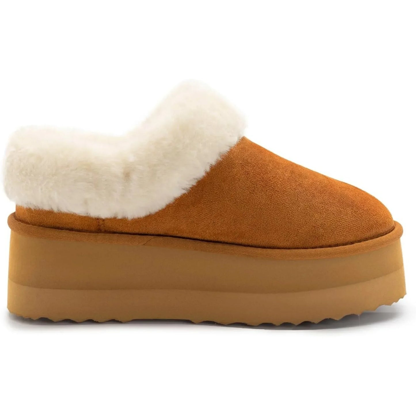 Platform Slippers Fluffy House Slippers For Indoor And Outdoor Short Ankle Boot Fur Lined Clog Slippers