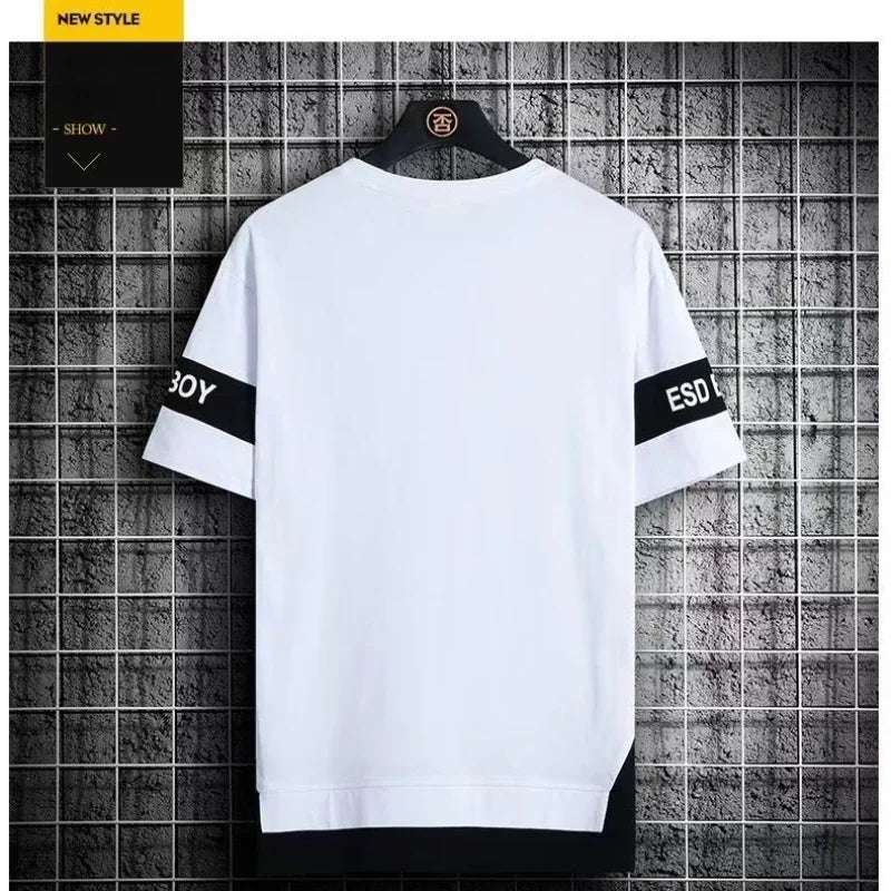 Men's Fashion Casual Set Versatile Youth Round Neck Slim Fit Short sleeved T-shirt+Fashion Sports Pants Two Piece Set for Men