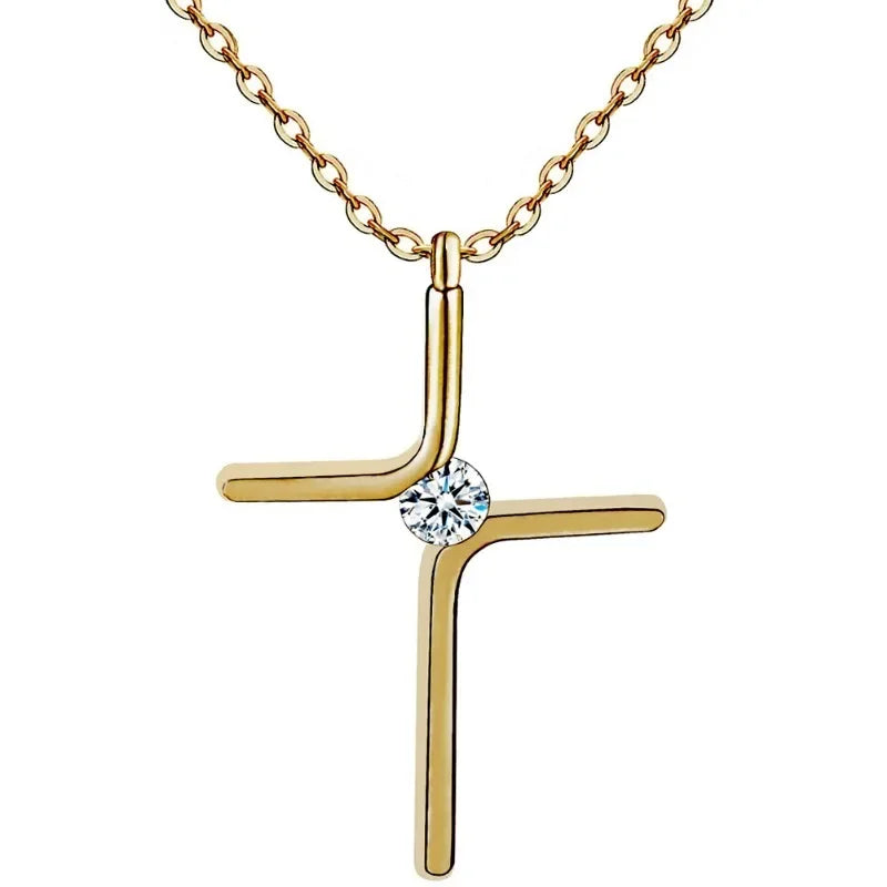 Cross Pendant  Necklace Titanium Steel Plating