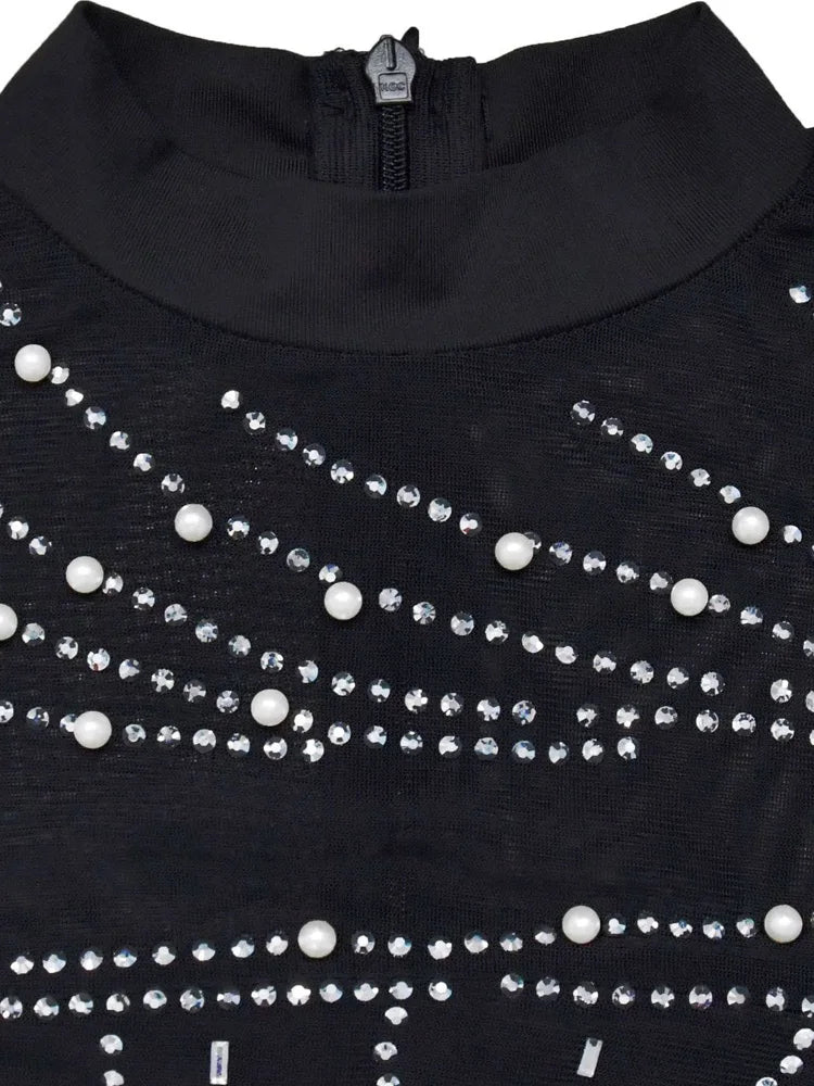 Crystal Embellished Fringed Mini Dress Rhinestone