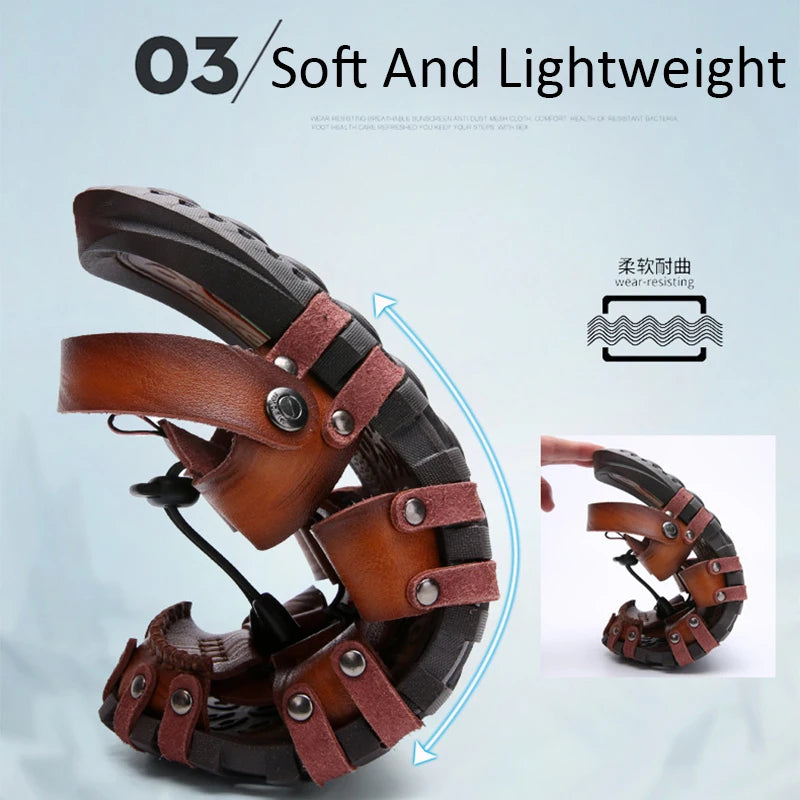 Slippers  Retro Large Sandals Soft Sole Outdoor Beach Shoes Breathable Outwear