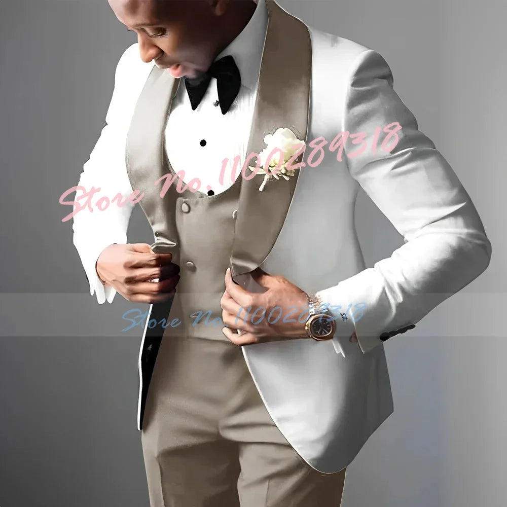 Men's Wedding Tuxedo Elegant Men's Suit Jacket Pants Vest 3-piece Set Wedding Suits for Men