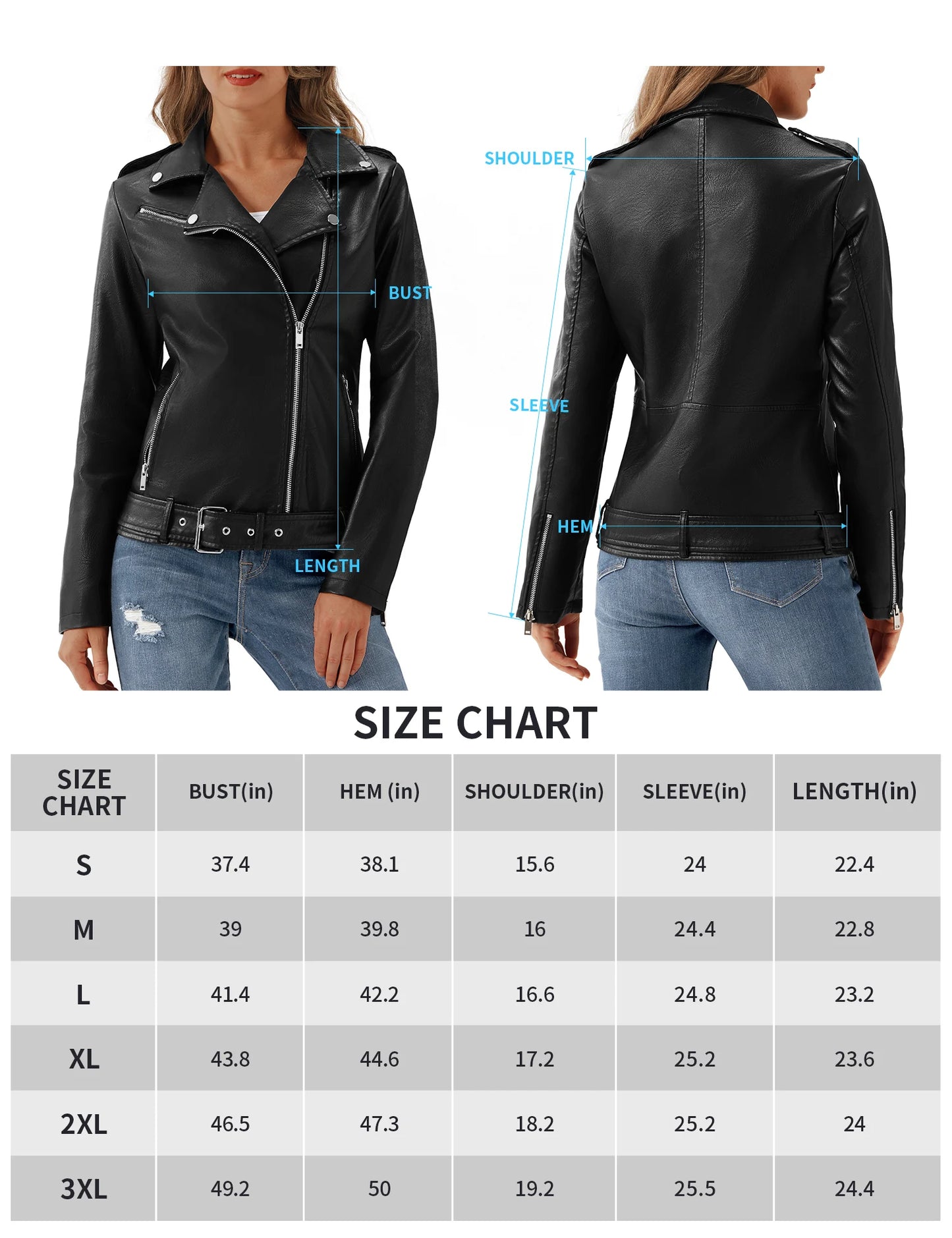 Faux Leather Jacket Black Motorcycle Moto Biker Short Coat
