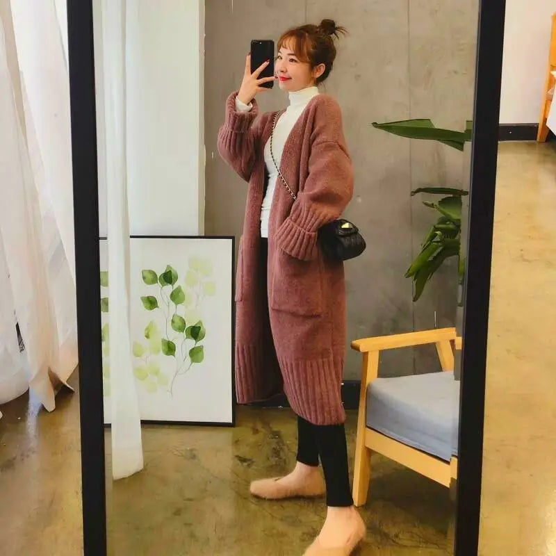 Sweater Cardigan Female Spring and Autumn Sweater Coat Women Loose Medium Length Versatile Knitted Cardigan