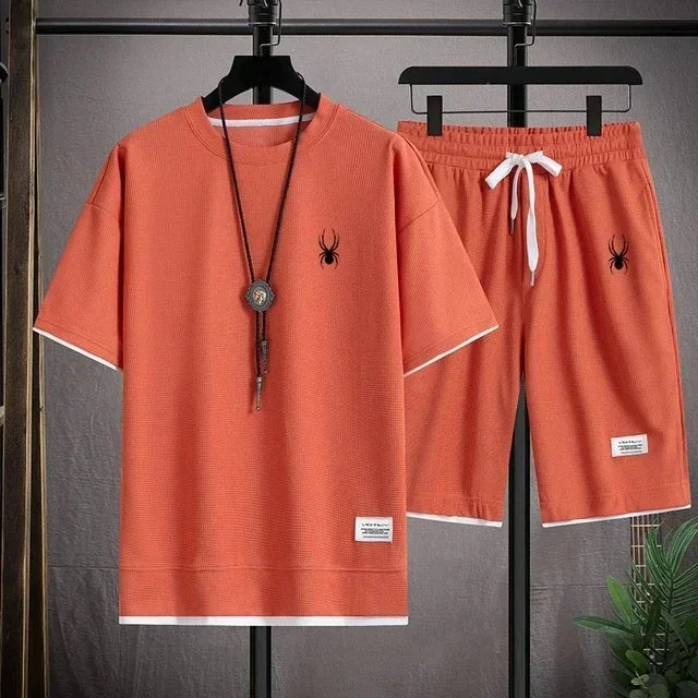 Men's short sleeved T-shirt and sports shorts set casual sportswear fashion summer