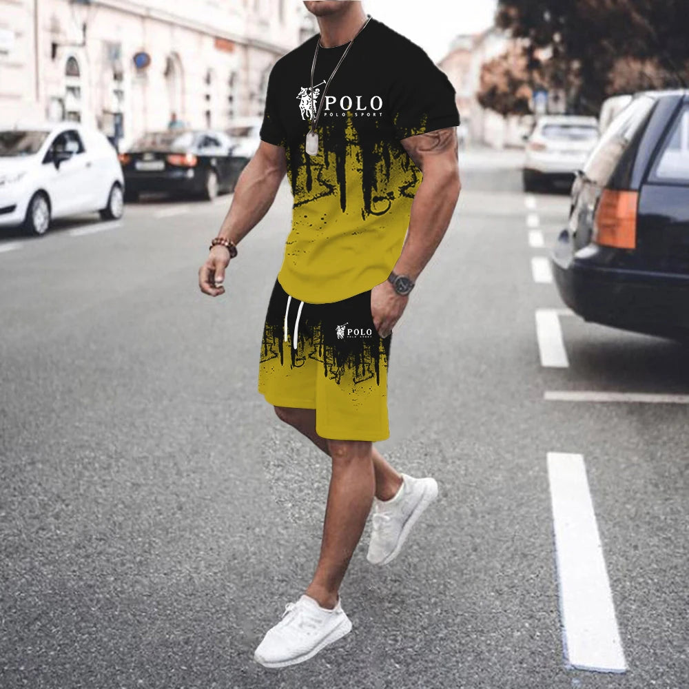 Summer Men's Casual Suit Street Fashion Loose and Comfortable T-Shirt Outdoor Sports Running Shorts Novel
