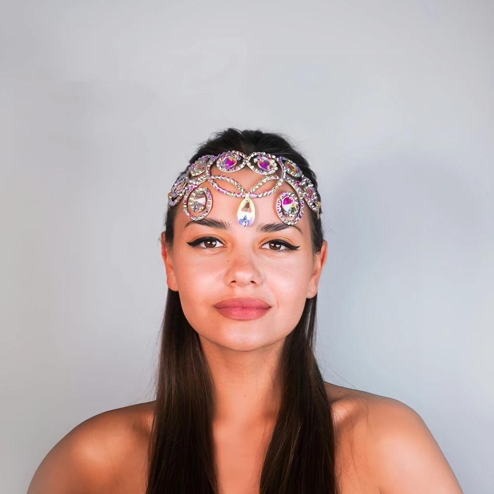 Forehead Chain  Head Decoration Colourful Geometric Rhinestone Headpiece